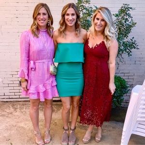 Likely green ruffle top strapless dress